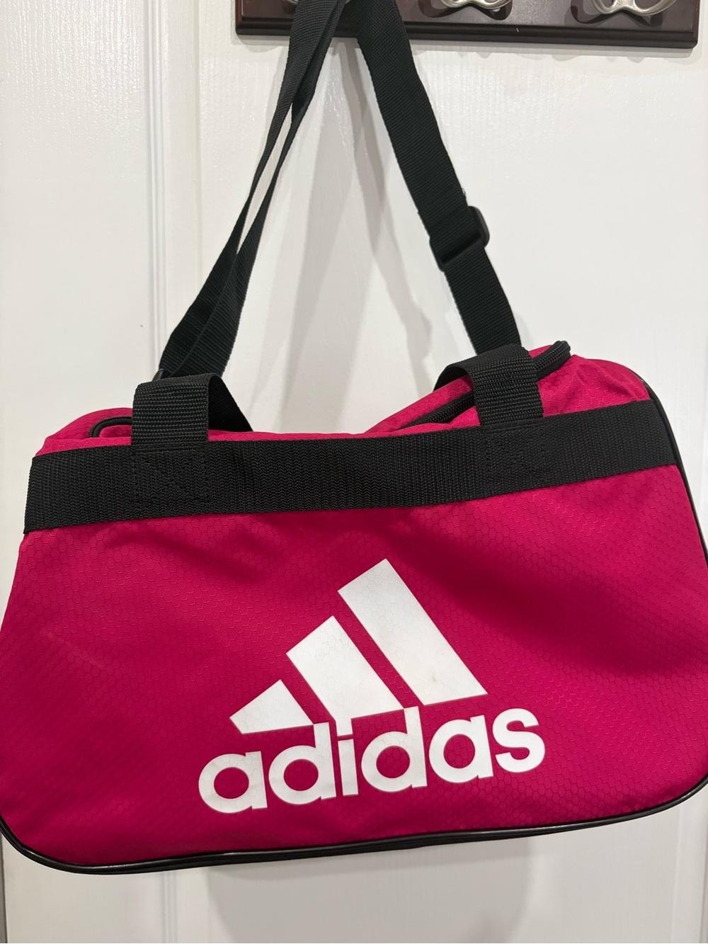 adidas Hot Pink Duffel Bag with Black Straps Gym Bag